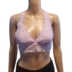 Pink by Victoria's Secret Sz L Light Purple Full Lace Racerback Bralette